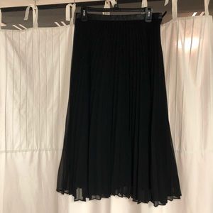 Black pleated midi skirt